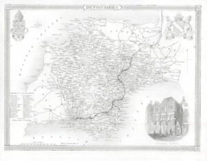c1840 - Original Antique Map of DEVONSHIRE DEVON by Moule (DLM1)