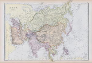 1882 LARGE Colour Antique Map of ASIA by BLACKIE (BA34)