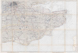 c1880 Massive Folding Map KENT part SURREY SUSSEX & ESSEX LONDON by G Ricmond