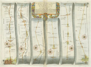 1675 LONDON to BARWICK Road Map Ogilby Essex Hartfordshire Ware Huntingdon
