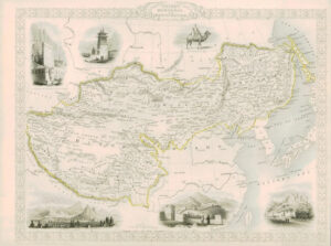 1850 Antique Map of TIBET MONGOLIA MANCHURIA CHINA ASIA KOREA by TALLIS (DW144)