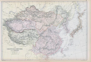 1882 LARGE Antique Colour Map of THE CHINESE EMPIRE AND JAPAN by BLACKIE (BA26)
