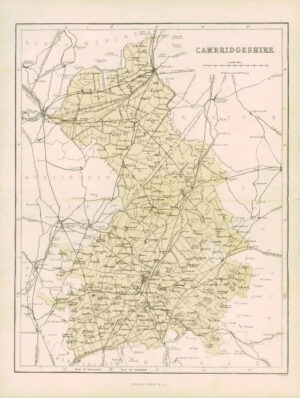1865 - Original Antique Map of "CAMBRIDGESHIRE" by W Hughes (NG62)