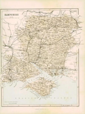 1865 - Original Antique Map of "HAMPSHIRE" by W Hughes (NG23)