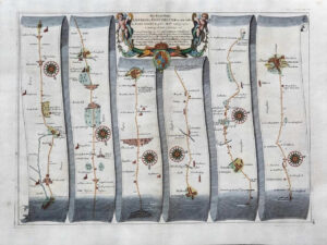 1675 LONDON to CHICHESTER Large Road Map Ogilby Sussex Hampshire Winchester