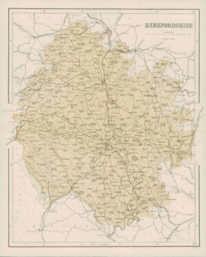 1868 - Original Colour Antique MAP of HEREFORDSHIRE by W Hughes (FC57)