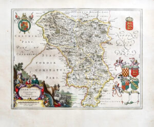 1659 Original Map of DERBYSHIRE Darbiensis by Blaeu Spanish Edition (EB)