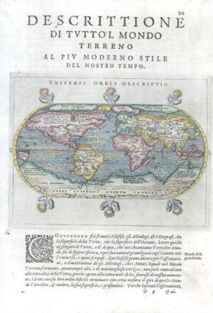 1597/8 Antique Map UNIVERSI ORBIS DESCRIPTIO World Projection by Magini (G60)