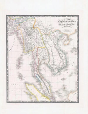 1840 Large Antique MAP OF THE BURMAN EMPIRE Burma Myanmar Siam Malaya (ISM)