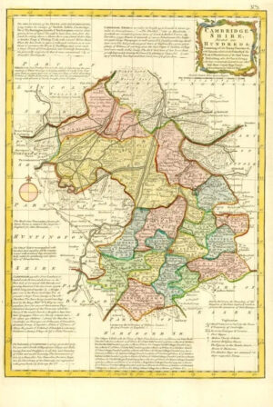 1777 Antique Map of CAMBRIDGESHIRE by Emanual Bowen Divided into Hundreds (BCM4)