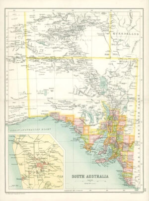 1912 Original Colour Antique Map - SOUTH AUSTRALIA (3)