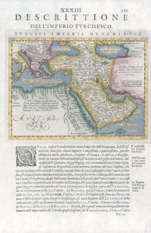 1597/8 TURKEY Map TURCICI IMPERII TURCHESCO Turkish Empire Arabian Magini (G12)