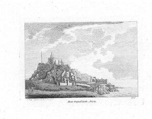 1783 Antique Print "MONT ORQUEIL CASTLE, JERSEY" Channel Islands (S114)