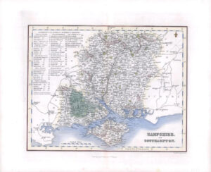 1836 - Original Antique Map of HAMPSHIRE OR SOUTHAMPTON by Fullerton (FCM22)