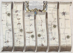 c1675 LARGE Antique Map - SURREY SUSSEX HAMPSIRE London to Chichester Ogilby