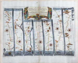 1675 EXETER to DORCHESTER PLYMOUTH to DARTMOUTH Ogilby Road Map Dorset Devon