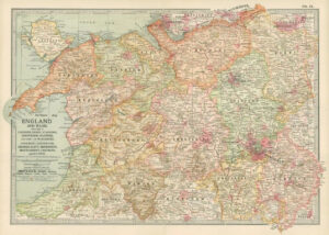 1903  Large Colour Map ENGLAND AND WALES Section V, Cheshire, Anglesey (EB10)