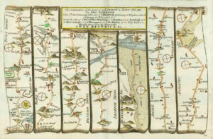 1719 Antique Road Map - LONDON to HOLYHEAD Chester Denbigh Anglesea (LM6)