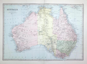 1883 Large Original Antique Colour Map of AUSTRALIA  (PHA)