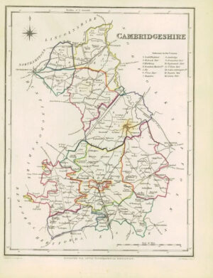 1845 Original Colour Antique Map of CAMBRIDGESHIRE by Lewis & Co (LM)