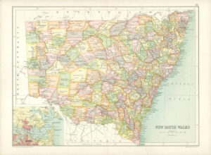 1912 Original Colour Antique Map - NEW SOUTH WALES Australia (4)