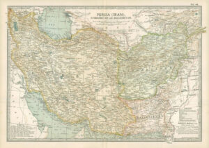 1903  Large Colour Map PERSIA (IRAN), AFGHANISTAN AND BALUCHISTAN (EB38)
