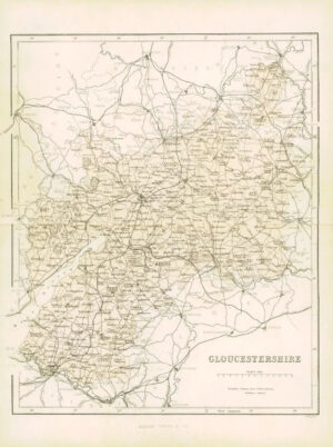 1865 - Original Antique Map of "GLOUCESTERSHIRE" by W Hughes (NG22)