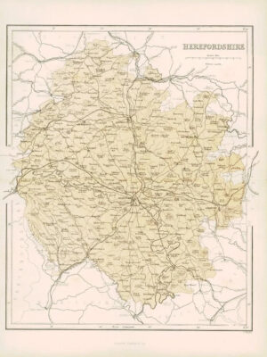 1865 - Original Antique Map of "HEREFORDSHIRE" by W Hughes (NG24)