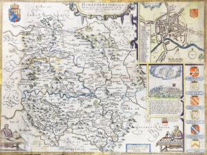 c1710 Original Antique Map - HEREFORDSHIRE by John Speed Henry Overton RARE