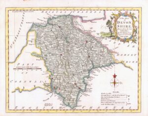 1764 Antique Map of DEVONSHIRE by Thomas Kitchin (KCM20)