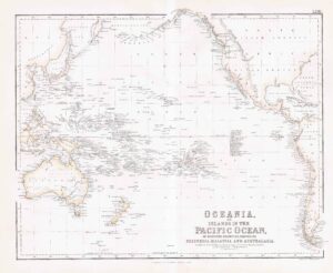 c1860 Large Antique Map OCEANIA Islands PACIFIC OCEAN by Swanston (FJM-46)