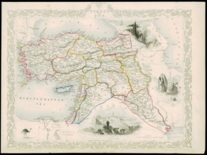 1851 Original Illustrated Antique Map "TURKEY IN ASIA" by Tallis (DW202)