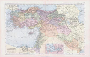 1893 Large Colour Antique Map of TURKEY IN ASIA Arabia Kurdistan Armenia (BPA30)