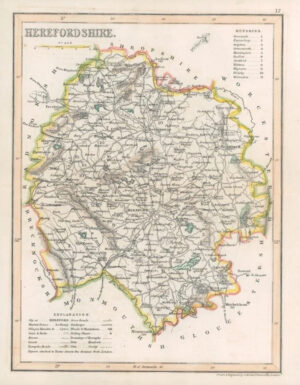 c1845 Antique Map of HEREFORDSHIRE by J Archer (LSM37)
