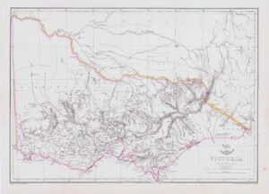 1863 Large Antique Map VICTORIA (Australia) by Edward Weller (DA218)