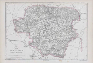 1863 Map HAMPSHIRE North Division Aldershot Winchester Andover by Weller (DA88)