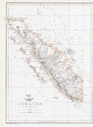 1863 Antique Map SUMATRA by Edward Weller (DA228)