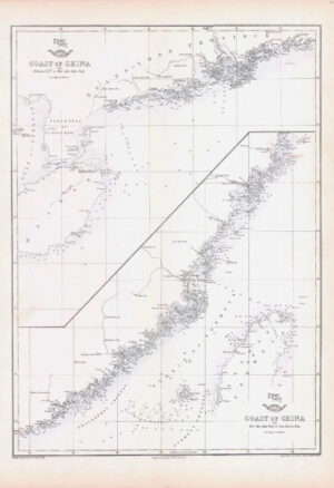 1863 Antique Map COAST OF CHINA Hainan Hie-che-chin Sun Moon Bay Weller (DA191)