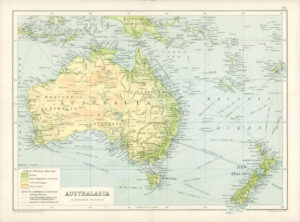 1912 Original Colour Antique Map - AUSTRALIA MERCATORS PROJECTION  (86)