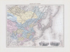 1892  Large Colour Antique Map of CHINE ET CORÉE China & Korea Peking (NAI/46)