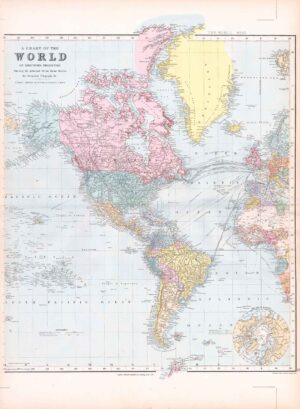 1887 Large Antique Folio Map WORLD Mercator Projection Stanford (SLA3)