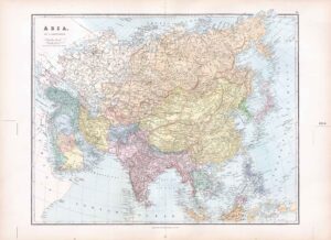 1887 Large Antique Folio Map ASIA Stanford (SLA51)