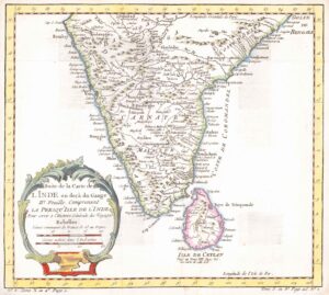 1770 Map SUITE DE LA CARTE DE L'INDE EN DECA DU GANGE India Ceylon Sri Lanka ...