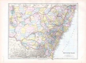 1887 Large Antique Folio Map NEW SOUTH WALES By Stanford (SLA84)