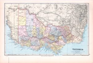1887 Large Antique Folio Map VICTORIA AUSTRALIA By Stanford (SLA85)