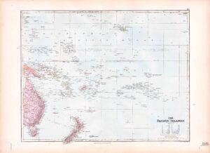 1887 Large Antique Folio Map THE PACIFIC ISLANDS By Stanford (SLA90)
