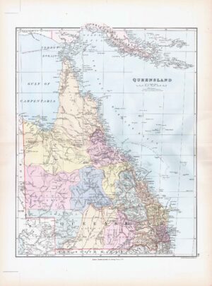1887 Large Antique Folio Map QUEENSLAND AUSTRALIA By Stanford (SLA83)