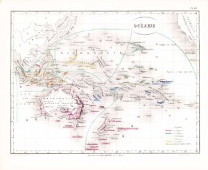 1865 Antique Map OCEANIE AUSTRALIA POLYNESIA New Zealand PACIFIC (DEDG-1)