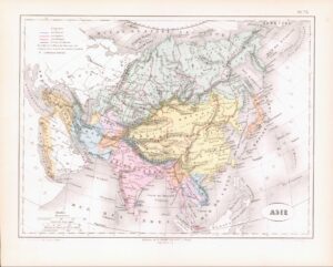1865 Antique Map ASIE ASIA China Siberia Afghanistan  (DEDG-8)