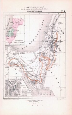 1865 Antique Map LA PENINSULE DU SINAI TERRE DE CHANAAN Middle East (DEDG-82)